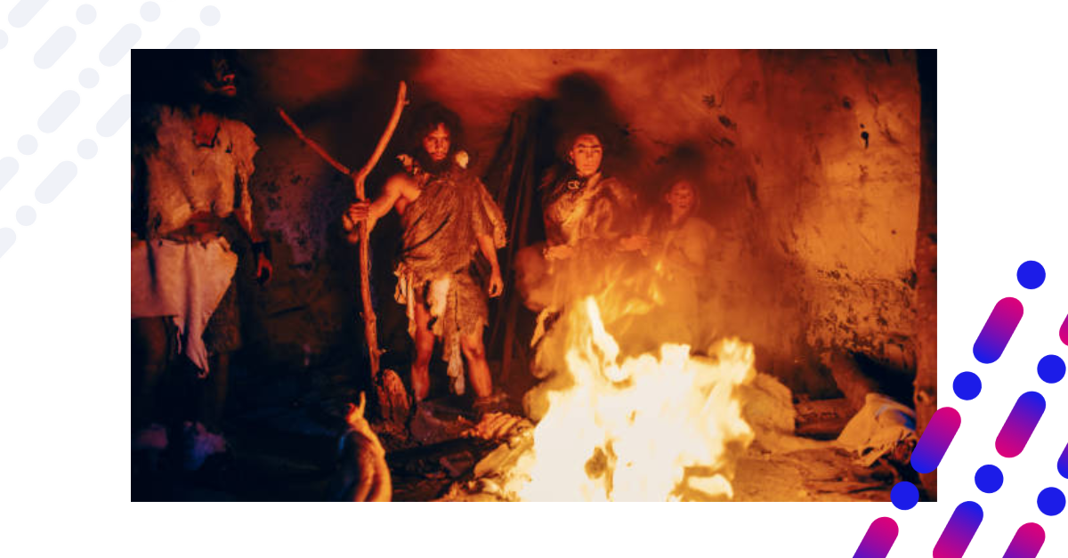 Primal people starting a fire