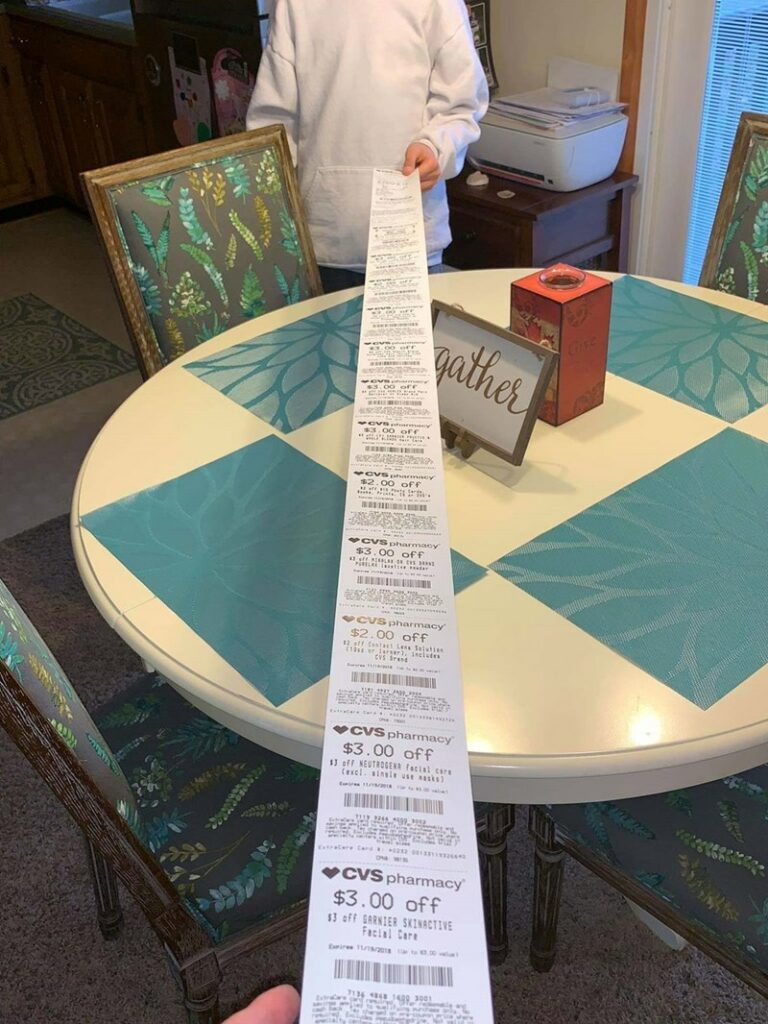 a ridiculously long receipt from CVS Pharmacy