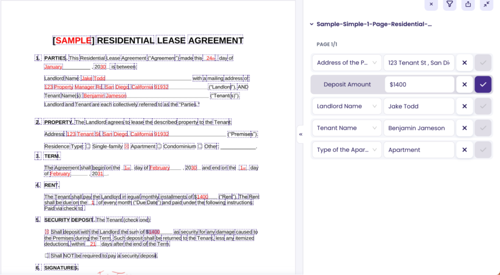 supervision in lease agreement data extraction
